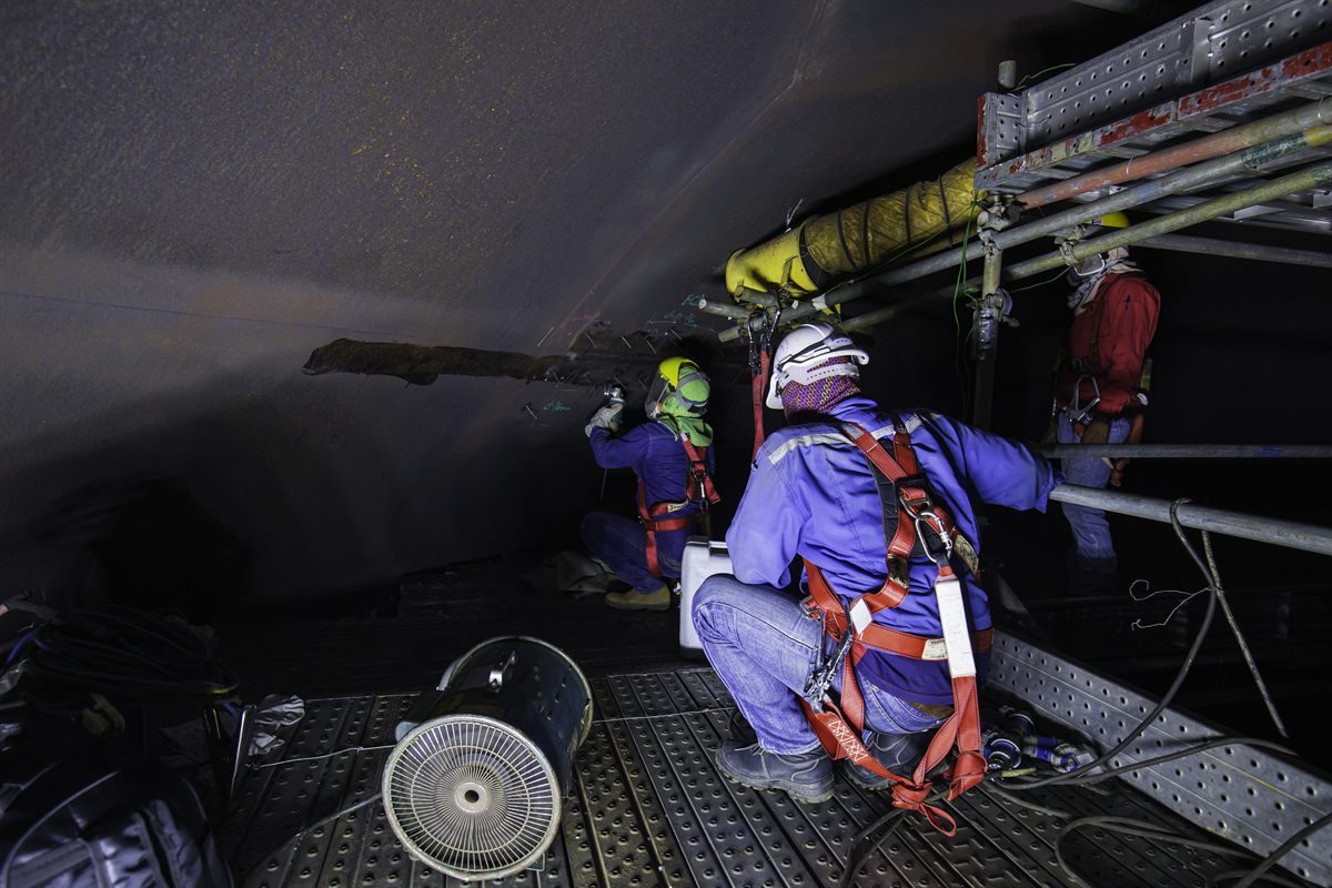 Plant personnel in PPE during a real intervention